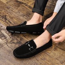 Bean shoes mens 2021 summer new Korean version of Wild trend frosted social leather business leisure shoes