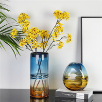 American gradient Glass Vase ornaments living room home simple flower arrangement creative decoration dried flowers Nordic sunflower