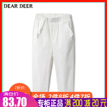 Di Deer Girls Thin Pants 2019 Summer New Products Childrens Leisure Capri pants Clearance Joker Blue and White Middle Pants