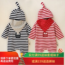 Foreign trade men and women baby Ha Yi infant clothing cotton climbing suit jumpsuit full moon 100 days dress three pieces