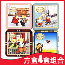 Fine Classic Teddy Cookies 113g * 4 boxes Chocolate Smears Cheese Cream 4 Taste Classic Square Box Snacks