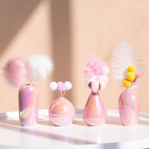 Net red light luxury ceramic vase dried flower set living room table ornaments womens office desktop creative decorations