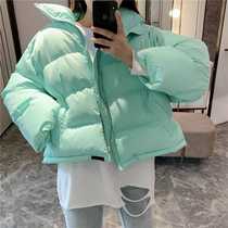 Candy color bread suit cotton coat female 2021 new winter girl fashion loose long-sleeved hooded cotton coat tide