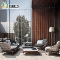 Outdoor Rope Choreographer Sofa Master Design Soft-mounted Rattan Art Sofa Sales Room Patio Courtyard Solid Wood Rattan Chair Sofa