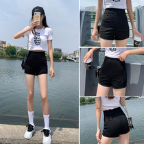 Black high-waisted shorts Women summer thin wear casual tight-fitting hip hot pants 2021 New elastic anti-light