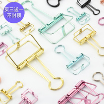 Creative stationery storage color hollow long tail clip book clip ticket holder retro I-shaped long tail clip dovetail clip
