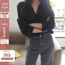 Retro black shirt female design sense niche 2021 New Korean casual temperament Joker long sleeve shirt Women