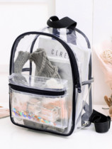 New Korean version of junior high school transparent waterproof schoolbag PVC fashion college students shoulder bag women Net red sand school bag