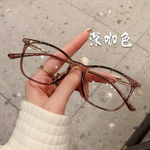 Tea colour frame ultralight anti-blue light radiation Near-view eye mirror female can be matched with degree Korean version Chauverest face-to-face eye frame