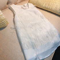 French elegant socialite temperament white outer wear bottoming vest Feather sequins embroidery lace sleeveless top women