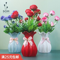 7 simulation flowers with leafy flowers with leafy false false water beads in Nordic fresh silk silk flower home decoration