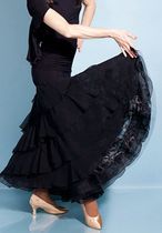 Exotic dance national standard dance modern dance three-layer irregular lotus leaf lace lining big swing practice dance dress S16013