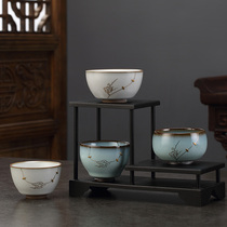 Japanese tea cup ceramic kung fu tea special individual cup Ru kiln open film can raise Master Cup Tea single cup small tea bowl