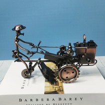 Handmade iron walking tractor agricultural vehicle model ornaments living room desk study decorations birthday gift men