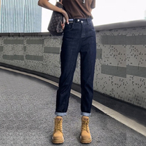 Nine points with high waist and jeans The new elasticity in the fall of 2022 is loose and thin