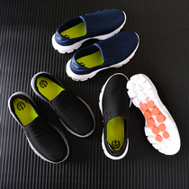 Very awesome black technology kinetic energy sensing column tail single mens spring and summer pedal walking lazy shoes T727