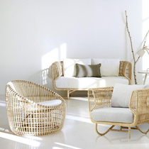 Nordic simple rattan furniture creative Japanese leisure sofa and chair combination ins rattan art rattan chair living room rattan sofa