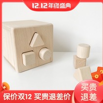 Imported puzzle shape matching building blocks toys without paint solid wood safety and environmental protection early education beech wood children 0-1-2 years old