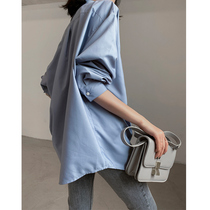 Haze Blue Shirt oversize High Quality Shirt Advanced Sense Lazy Anti-wrinkle Casual Loose Top Women
