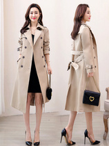 Spring and Autumn 200 new long British style coat fried street coat female pop small man Hepburn waist trench coat
