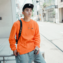 BDCT original flag printing long-sleeved T-shirt mens trend new loose solid color base t-shirt autumn top