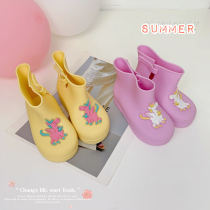 Girls rain boots 2021 new summer baby middle tube rain shoes children cartoon girl Super non-slip rubber shoes