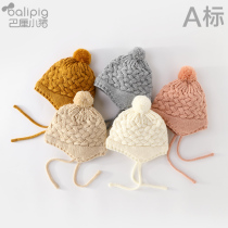 Baby hat autumn and winter infant knitted wool hat autumn newborn 0 month 3 male 6 Female 1 year old child autumn