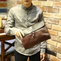 New leather clutch fashion Mens letter bag cowhide business bag Crazy Horse leather casual clutch bag shoulder bag