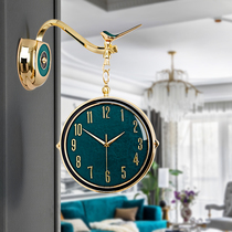 Nordic bifacial modern minimalist light extravaganza Atmospheric Clock Hang Clock Fashion Living Room Home Personality Creative Quartz Hang Watch
