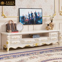 Marble TV cabinet Euro-style living room TV cabinet coffee combination modern living room full-length wood double-layer TV cabinet