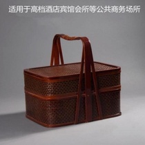 Lunch box food box bamboo wooden vintage multi-layered handbag Sub marriage Chinese food delivery box bamboo weaving dowry celebration