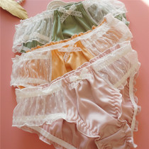 Fairy Beauty Sweet Mesh Yarn Underpants Low Waist Bright Face Soft Satin Face Cute Lady Triangle Pants Teen Sexy Pants Head