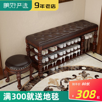 American solid wood shoe rack simple home doorway multilayer sittable shoe cabinet containing storage shoe rack Sub-nice looking room