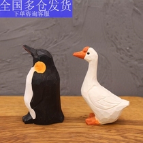 Simulation animal carved log decoration crafts decorated wooden home decoration penguin parts