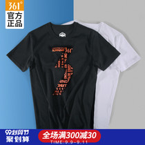 361 Degree short sleeve mens T-shirt 2021 summer new sports 361 pure black casual round neck top breathable half sleeve