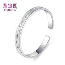 Silver Bear Silversmith 999 Silver Bracelet Temperament Simple Foot Silver Open Bracelet Birthday Gift for Elders