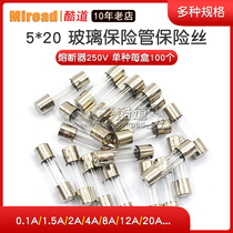 5 * 20 Glass Insurance Tube fuse fuses 0 250V 5 1 2 3A 4 5A 6 8 12 20 10A