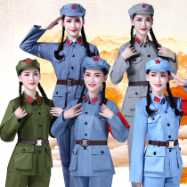 Adult Red Army performance costumes Mens and Womens Eighth Route Army clothes Military uniforms Anti-War Red Guards New Fourth Army liberation dance costumes