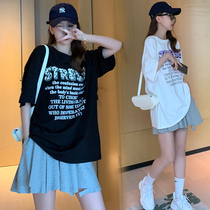 Pregnant Women summer dress tide hot mom Korean letter printing pregnant woman T-shirt belly versatile wide leg short pants skirt pregnant women set