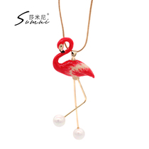 sumni Simini European and American wind Summer new enamel drops Enamel Fire Birds Elements Long Money Chain Accessories Women