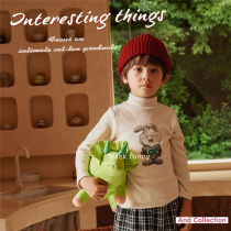 Small black tot intimacy 2021 autumn winter new boy girl 100 hitch to thicken undershirt little black Tony half high collar T-shirt