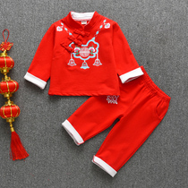 Female baby Tang suit spring and autumn suit girl Autumn Chinese style two-piece 1-2-3 year old girl dress