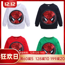 Childrens color change can be flipped sequin sweater spring and autumn girls clothes personality boy spring dress spider pattern childrens clothing