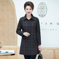 Middle-aged and elderly female mother autumn coat elderly clothes loose size Spring and Autumn long sleeve top grandma shirt