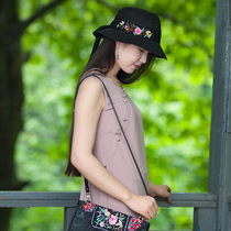 Strange flowers open orchid (time is boundless) original old embroidery spelling fragrant cloud yarn Joker elegant big eaves sun hat female