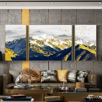 New Chinese Large Size Oil Painting Hand-painted Living Room Background Wall Snowy Mountain Scenery Decoration Painting Modern Triptych House Hanging Painting