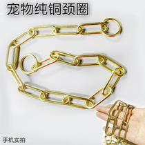 Copper p-chain anti-bite collar Golden explosion-proof training dog collar control chain golden hair Er Ha Akita Dubin collar