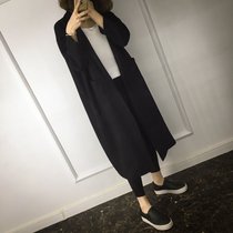 Spring and autumn women BF super long silhouette cocoon type knee-length windbreaker jacket Korean version loose large size thin black coat