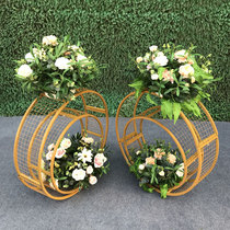 2021 new wrought iron wedding props catwalk road lead wedding decoration flower arrangement flower device creative grid ring ornaments