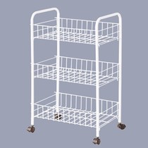 Kitchen 3-layer cart Household storage finishing storage basket shelf with rollers Wheels with pulleys can be moved summer